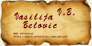 Vasilija Belović vizit kartica